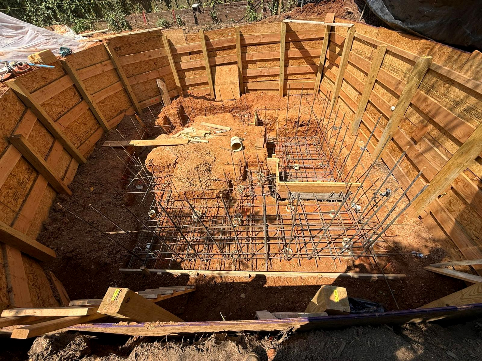 Structural foundation walls and slab area